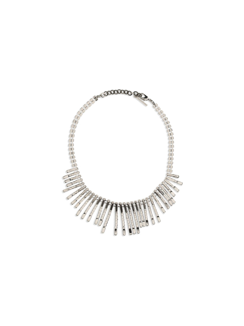 Alessandra Rich Crystal Fringe Necklace — Purple Metal Necklaces