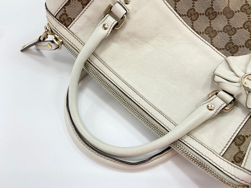 Gucci Trophy Boston Gg Canvas Beige Bag
