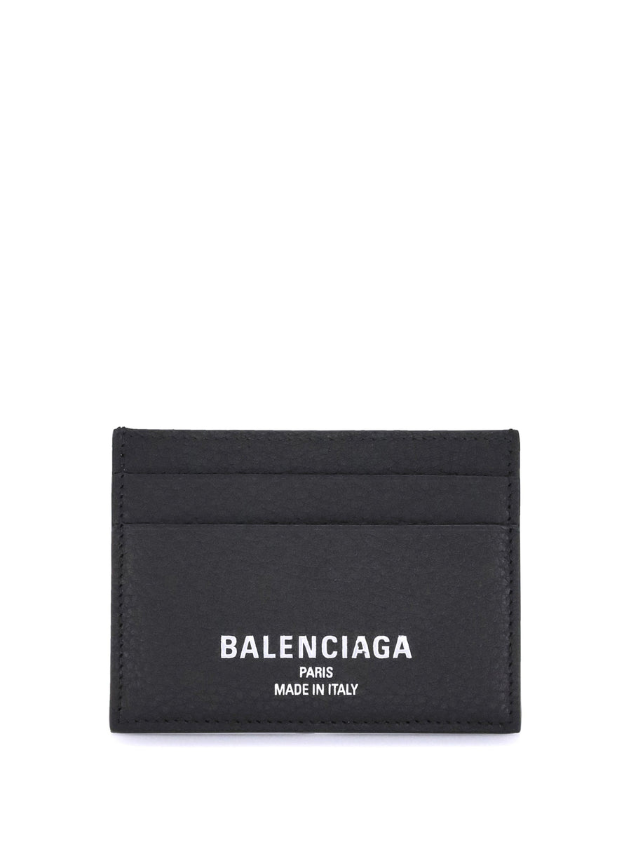 Balenciaga Grained Calf Leather Card Case — Black Bos Taurus Cases