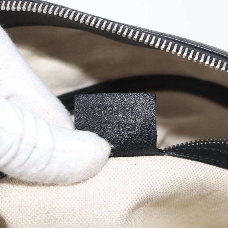 Gucci Braided Strap Zip Messenger Leather Black