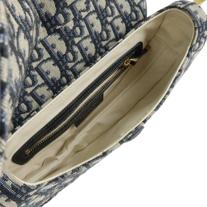 Christian Dior Saddle Oblique Canvas Navy Bag