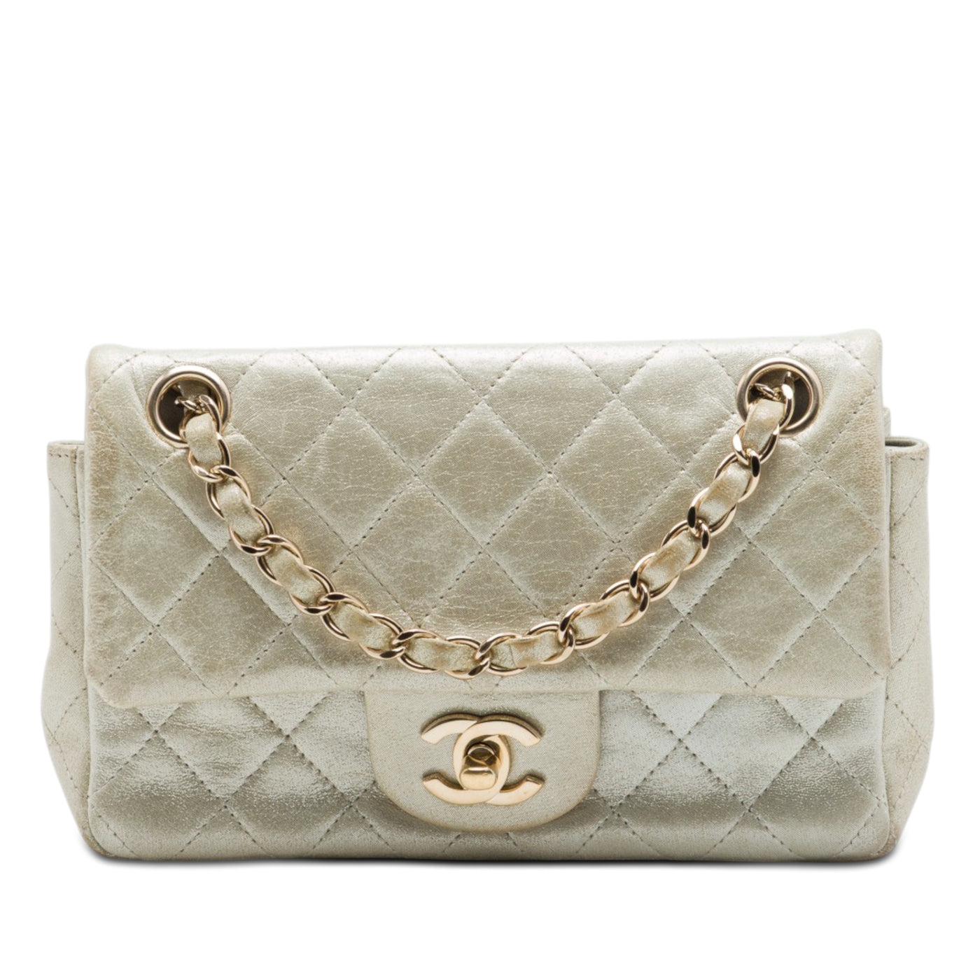 Mini Rectangular Classic Iridescent Lambskin Single Flap - Image 1