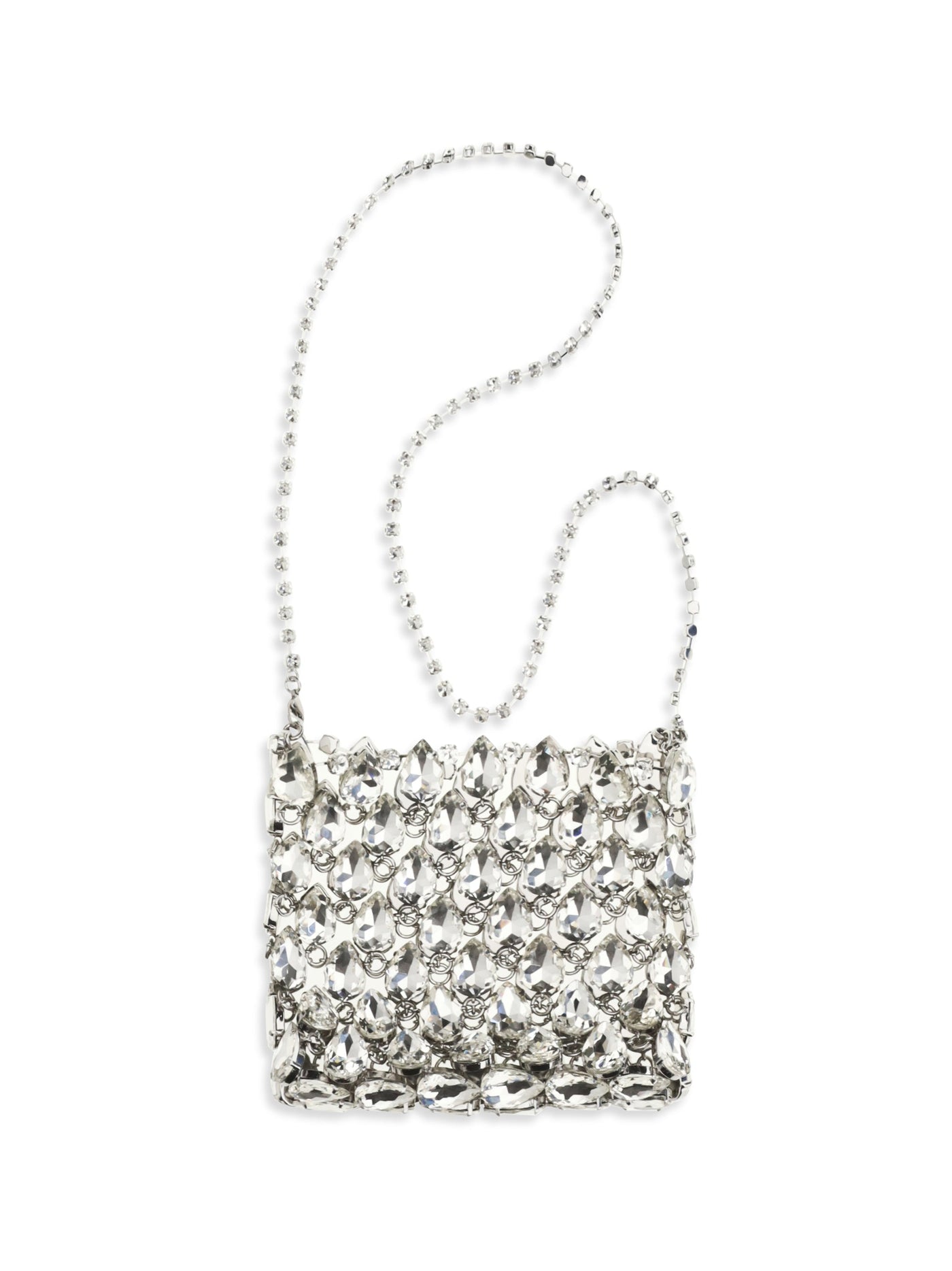 Self-Portrait Crystal Mesh Shoulder Bag — Silver Polyester