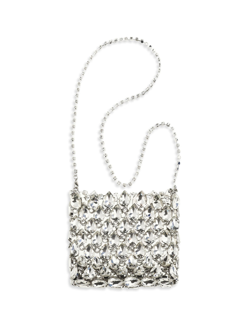 Self-Portrait Crystal Mesh Mini Bag — Silver Polyester