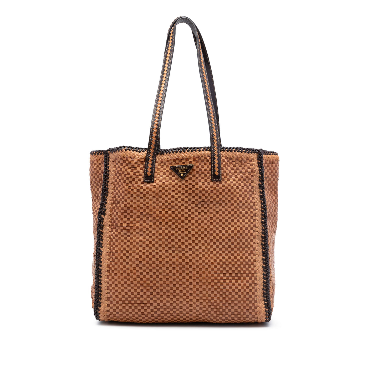 Woven Goatskin Madras Tote - Image 1