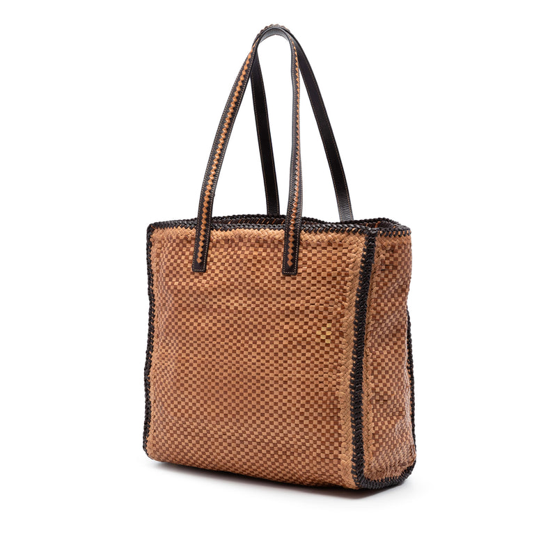 Woven Goatskin Madras Tote - Image 2