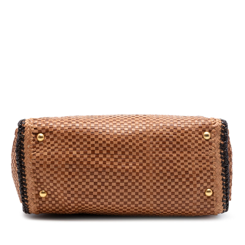 Woven Goatskin Madras Tote - Image 3