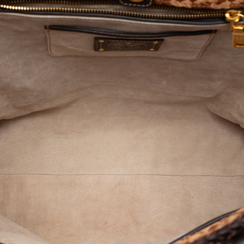 Woven Goatskin Madras Tote - Image 4