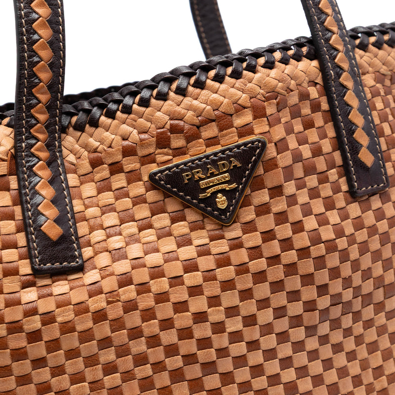 Woven Goatskin Madras Tote - Image 5