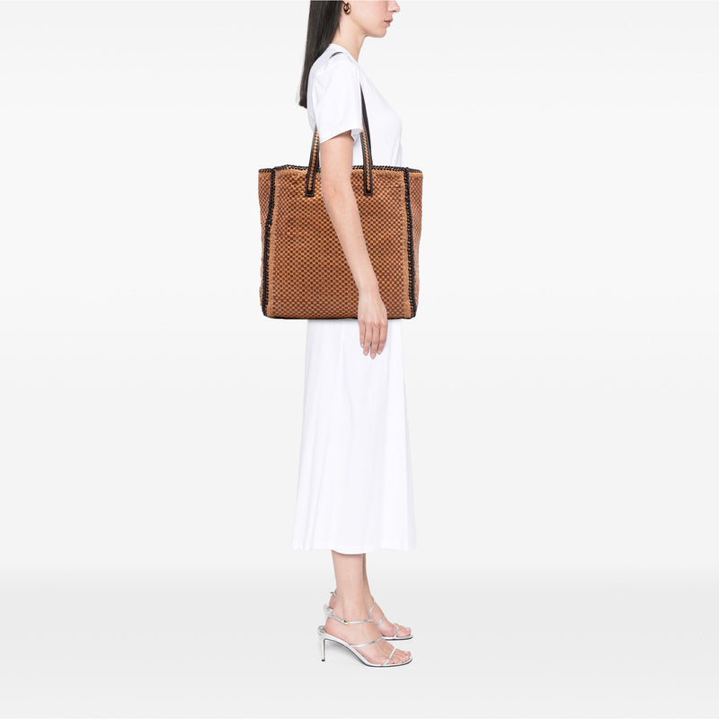 Woven Goatskin Madras Tote - Image 6
