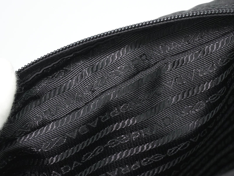 Prada Front Zip Messenger Quilted Tessuto Black Nylon