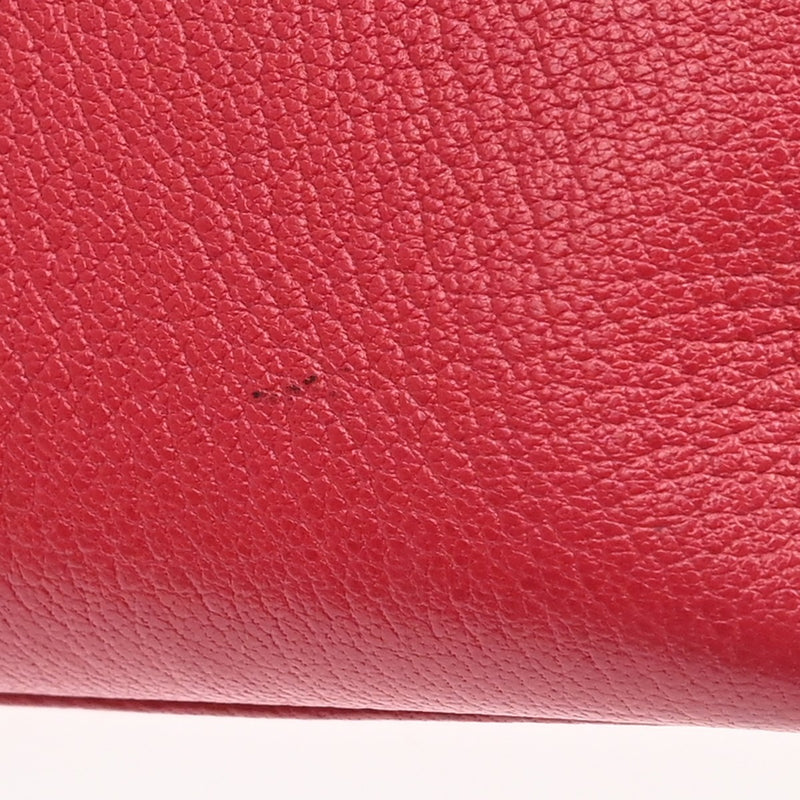 Hermes Kelly Red Chevre De Coromandel With Palladium Hardware Pink Calfskin Bag