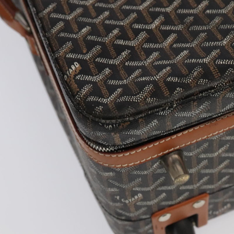 Goyard Bourget Trolley Rolling Luggage Coated Canvas Brown Pvc Bag
