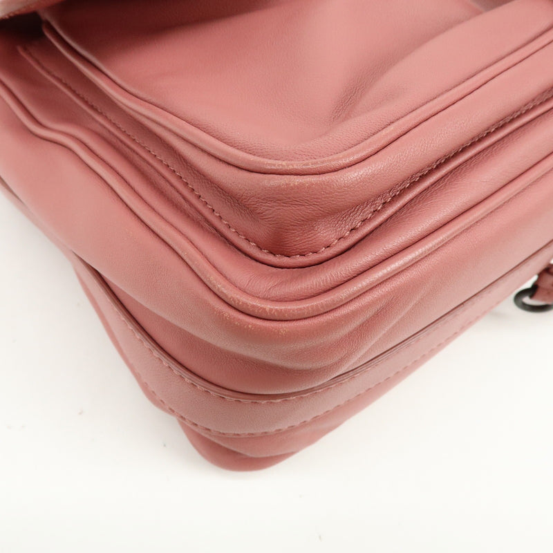 Bottega Veneta Drawstring Flap Leather With Intrecciato Pink Bag