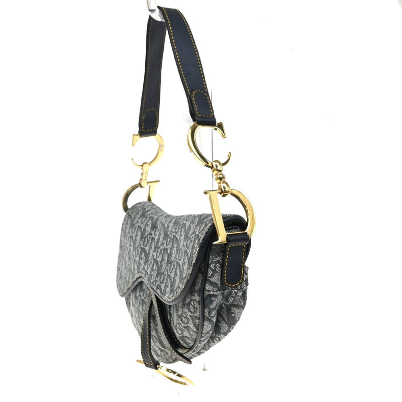 Christian Dior Saddle Oblique Canvas Navy Bag