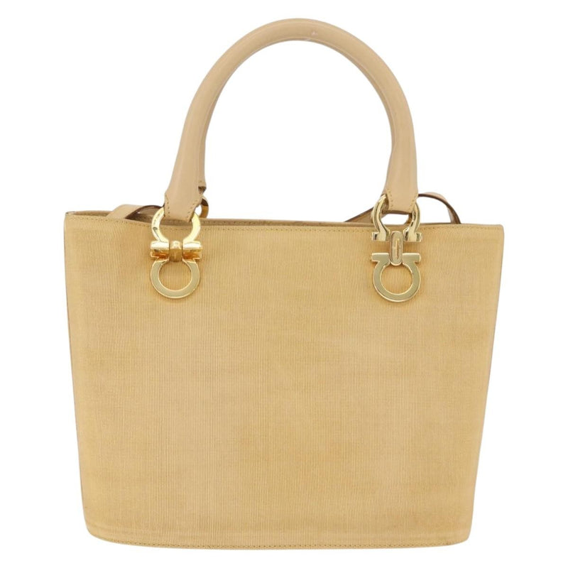 Salvatore Ferragamo Gancini Tote Canvas Beige