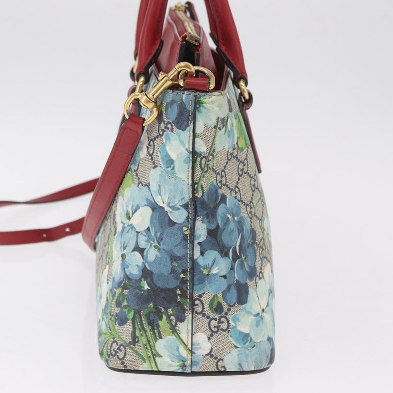Gucci Linea A Convertible Blooms Print Gg Coated Canvas Navy Bag