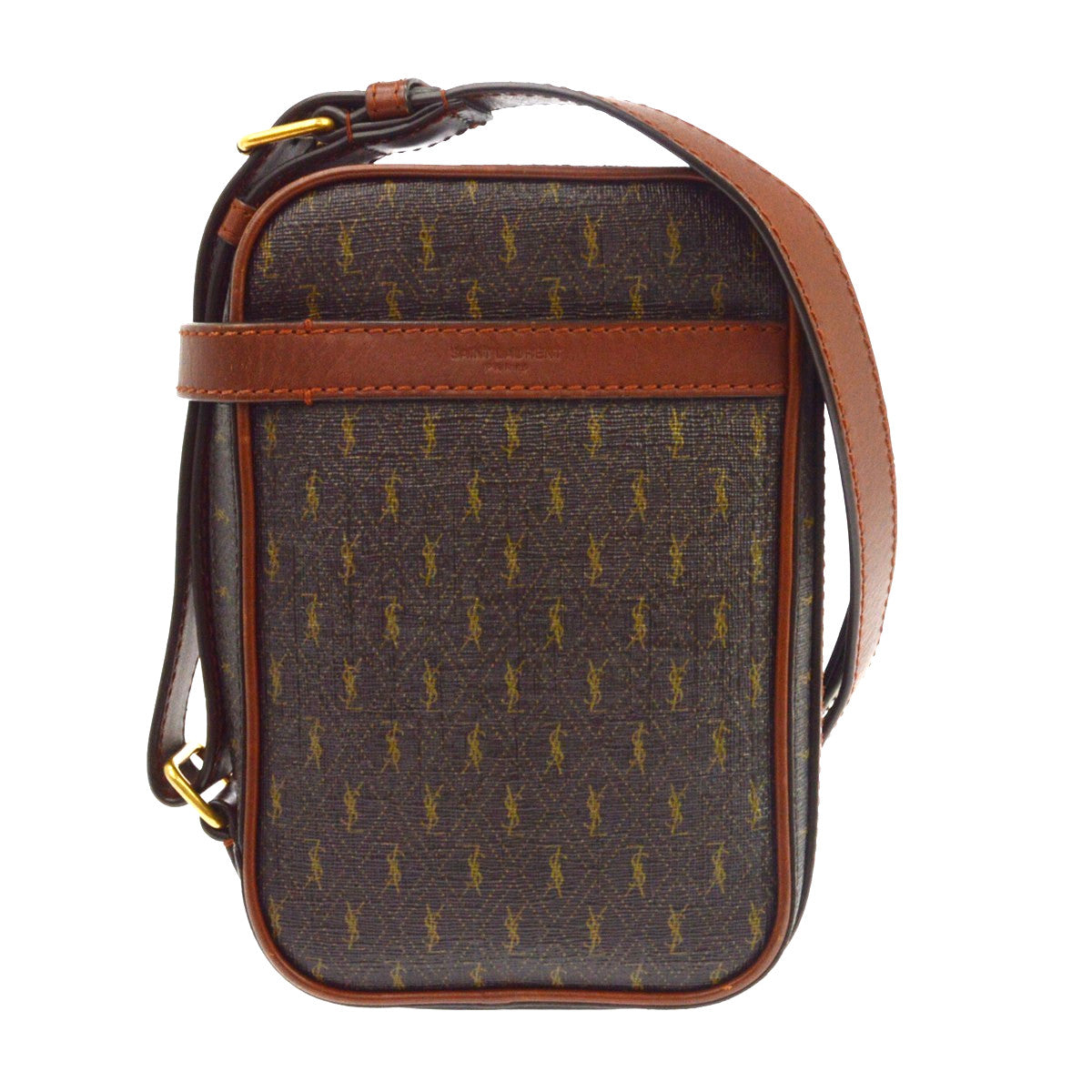 Saint Laurent Le Monogramme Monogram All Over Coated Canvas And Leather Brown Bag