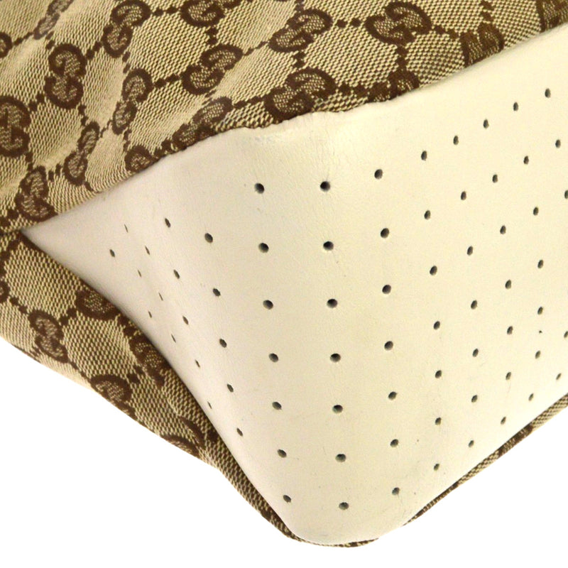 Gucci Belted Gg Canvas With Perforated Leather Beige Bag