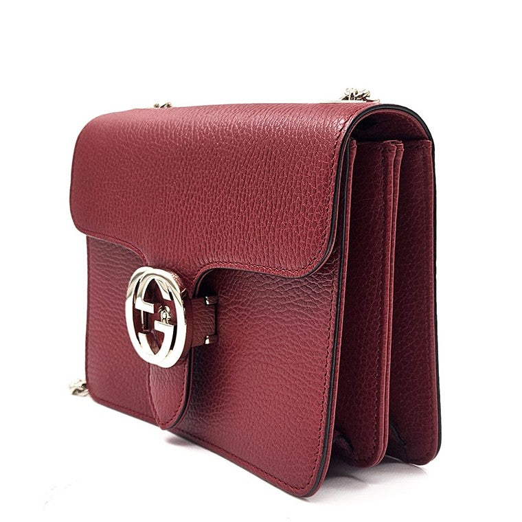 Gucci Interlocking Leather Burgundy Bag