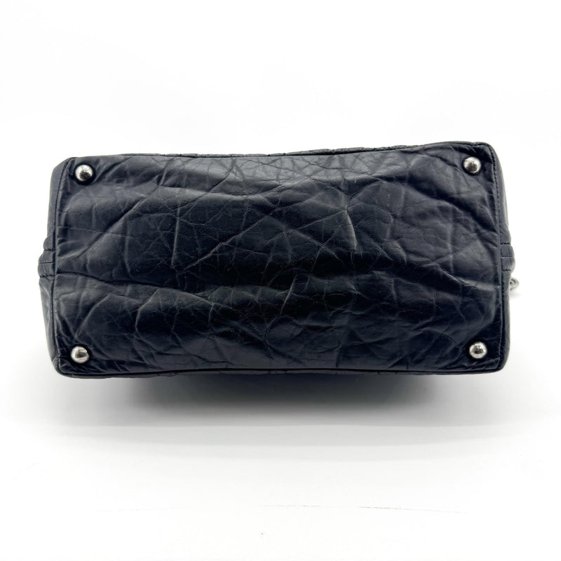 Chanel Cc Crave Quilted Glazed Caviar Black Leather Bag