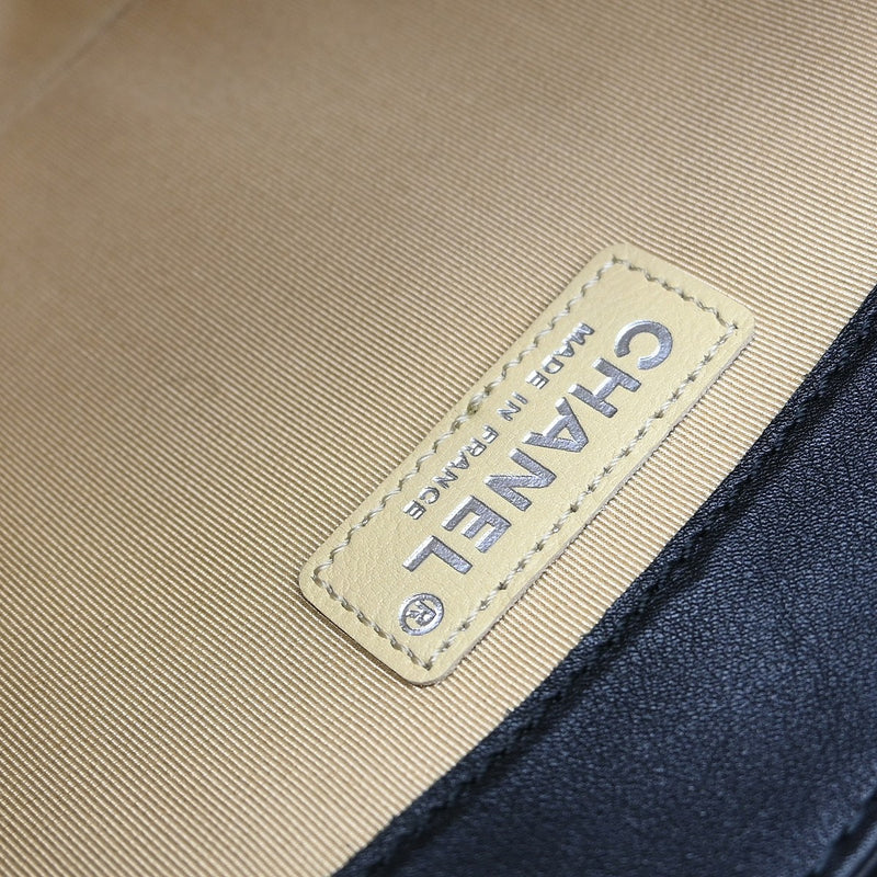 Chanel Reverso Boy Flap Woven Calfskin Black Leather Bag