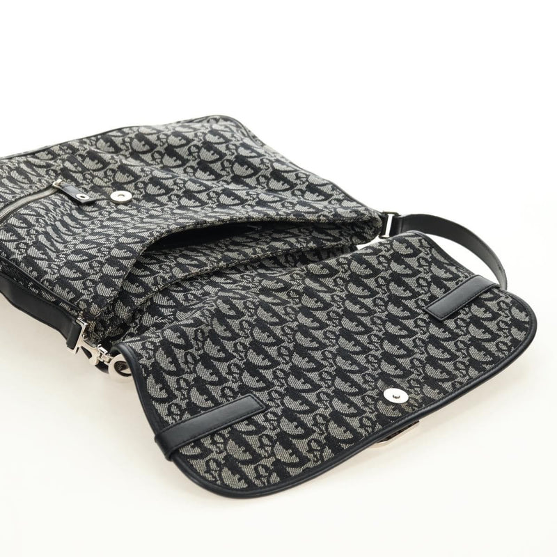 Christian Dior Vintage Cd Flap Messenger Diorissimo Canvas Black