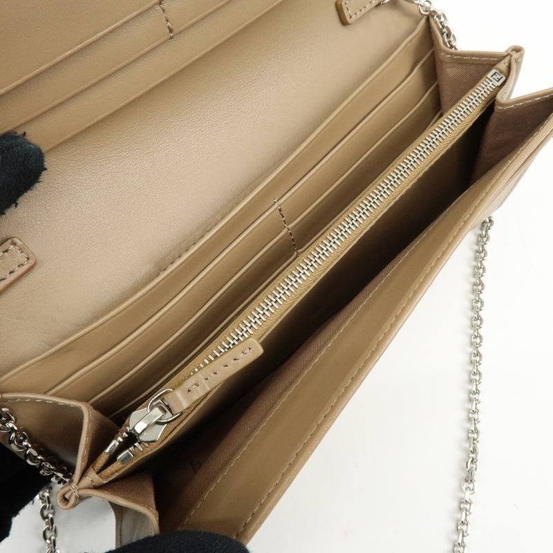 Fendi Continental Wallet On Chain Studded Leather Beige Bag