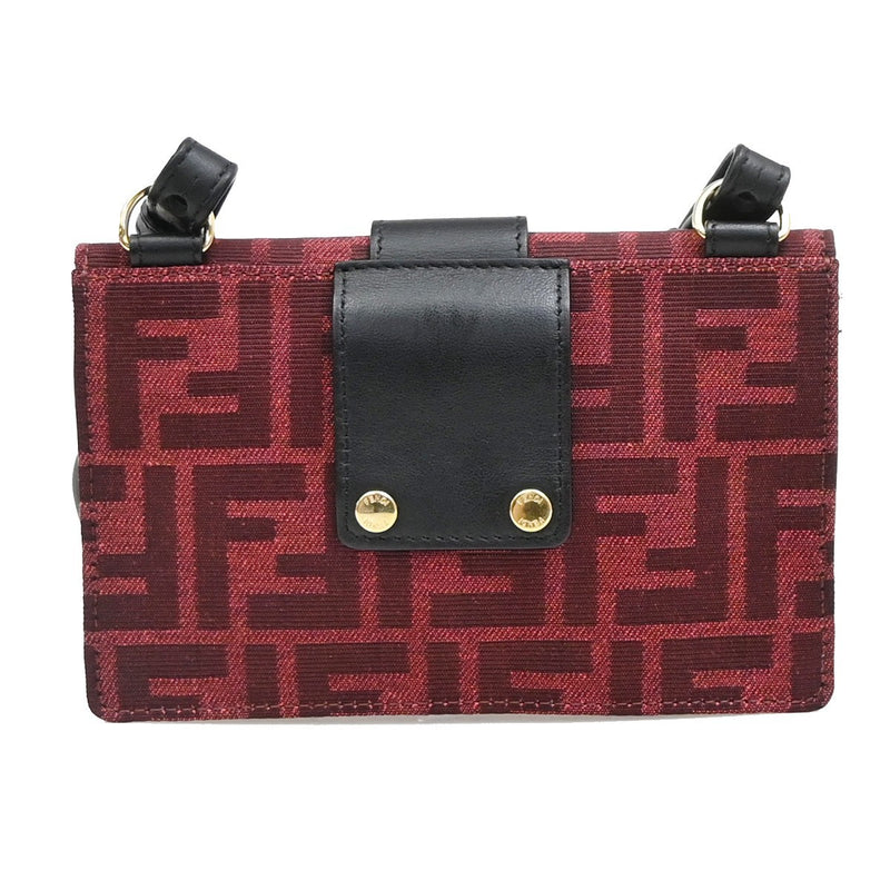 Fendi Baguette Convertible Pouch Zucca Canvas Burgundy