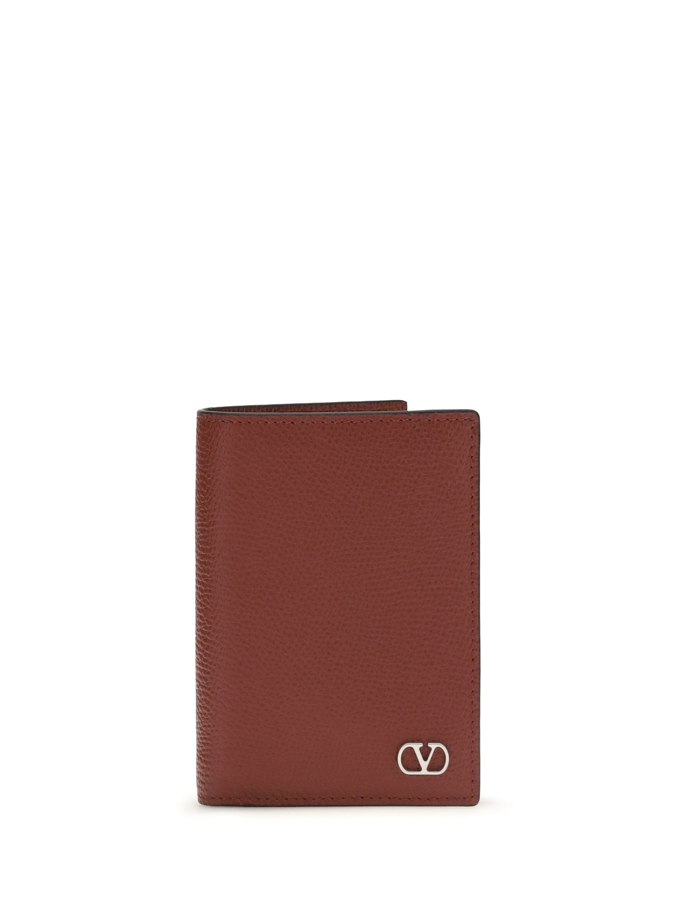 Valentino Garavani Vlogo Signature Leather Card Case — Red Calf Bos Taurus Wallet