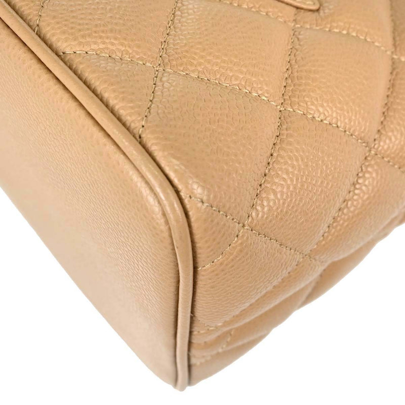 Chanel Medallion Quilted Caviar Beige Leather Bag