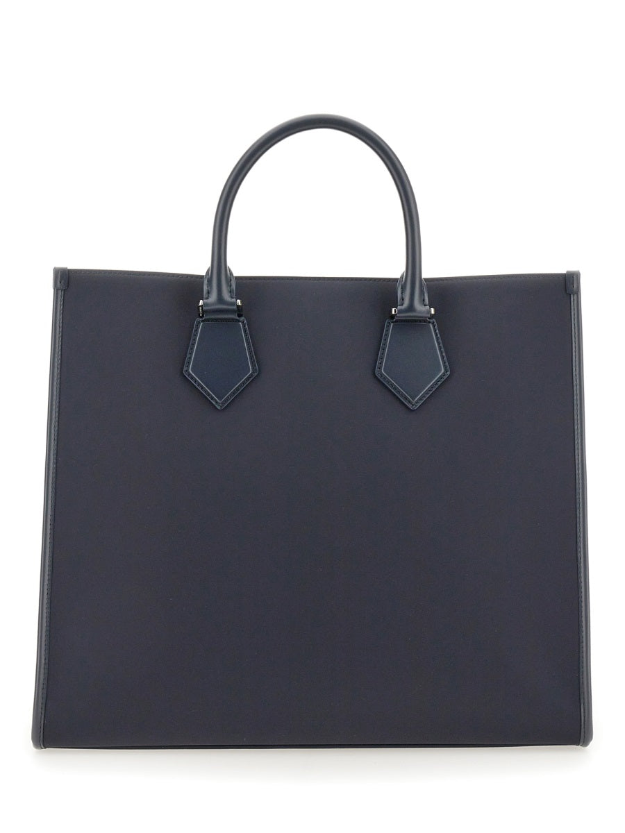 Dolce & Gabbana Mixed-Material Shoulder Bag — Blue Polyamide