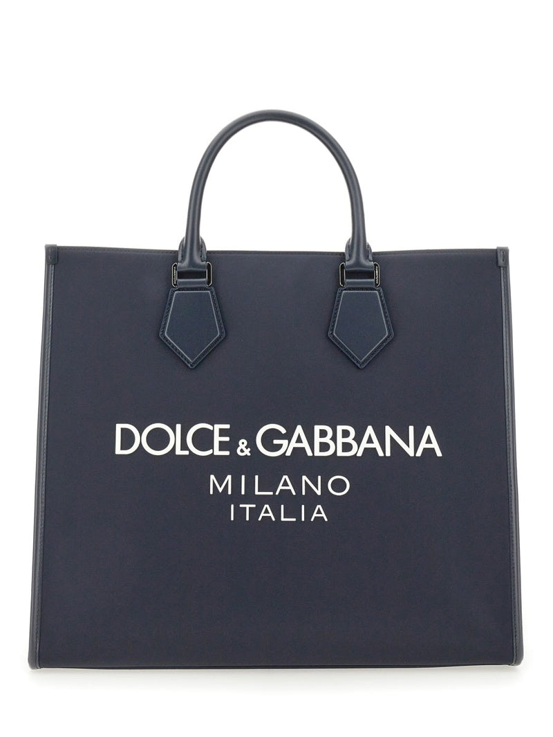 Dolce & Gabbana Mixed-Material Shoulder Bag — Blue Polyamide