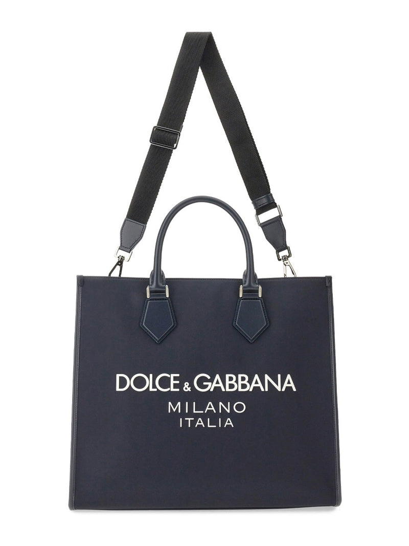 Dolce & Gabbana Mixed-Material Shoulder Bag — Blue Polyamide