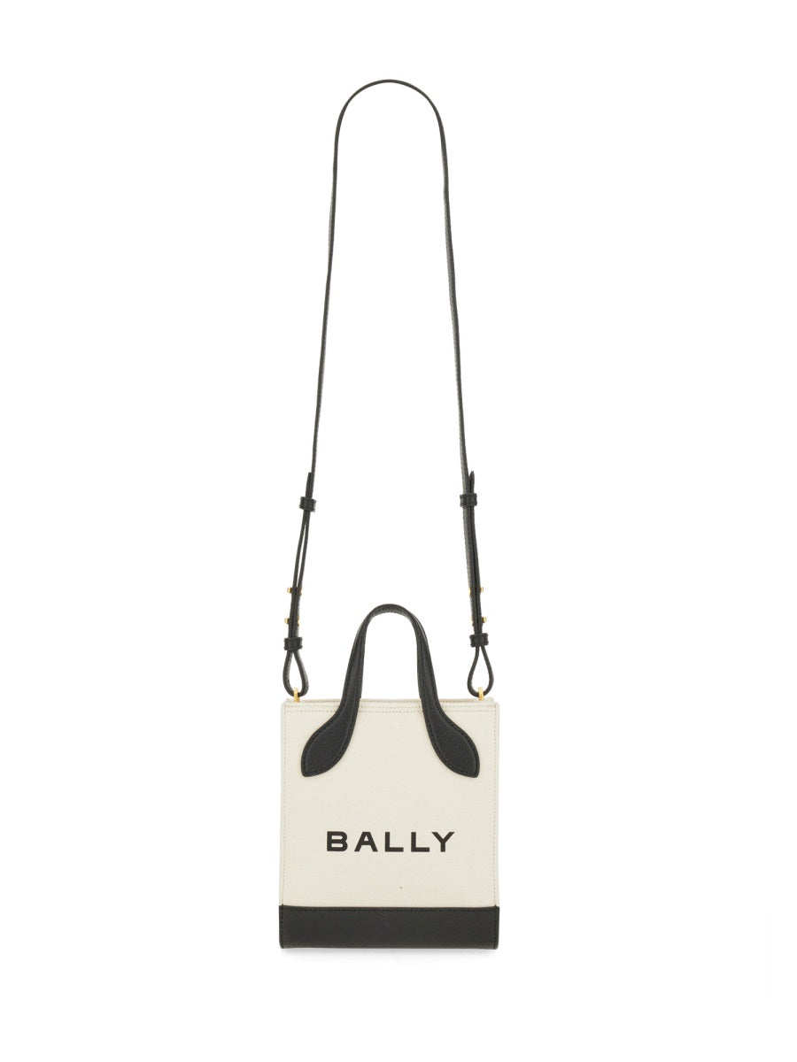 Bally Logo-Embroidered Organic Cotton Top Handle Bag — Ivory