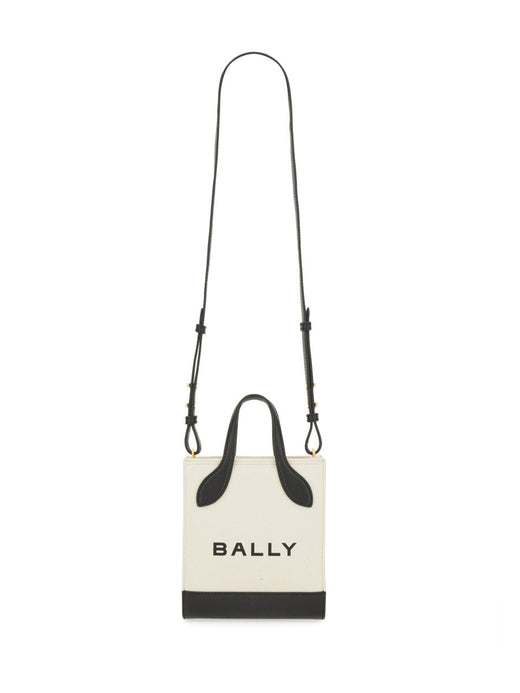 Bally Logo-Embroidered Organic Cotton Top Handle Bag — Ivory