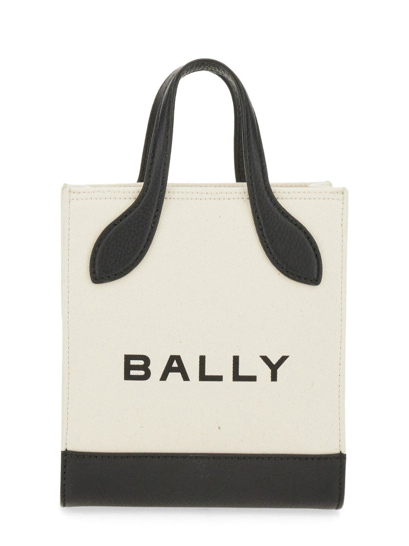 Bally Logo-Embroidered Organic Cotton Top Handle Bag — Ivory