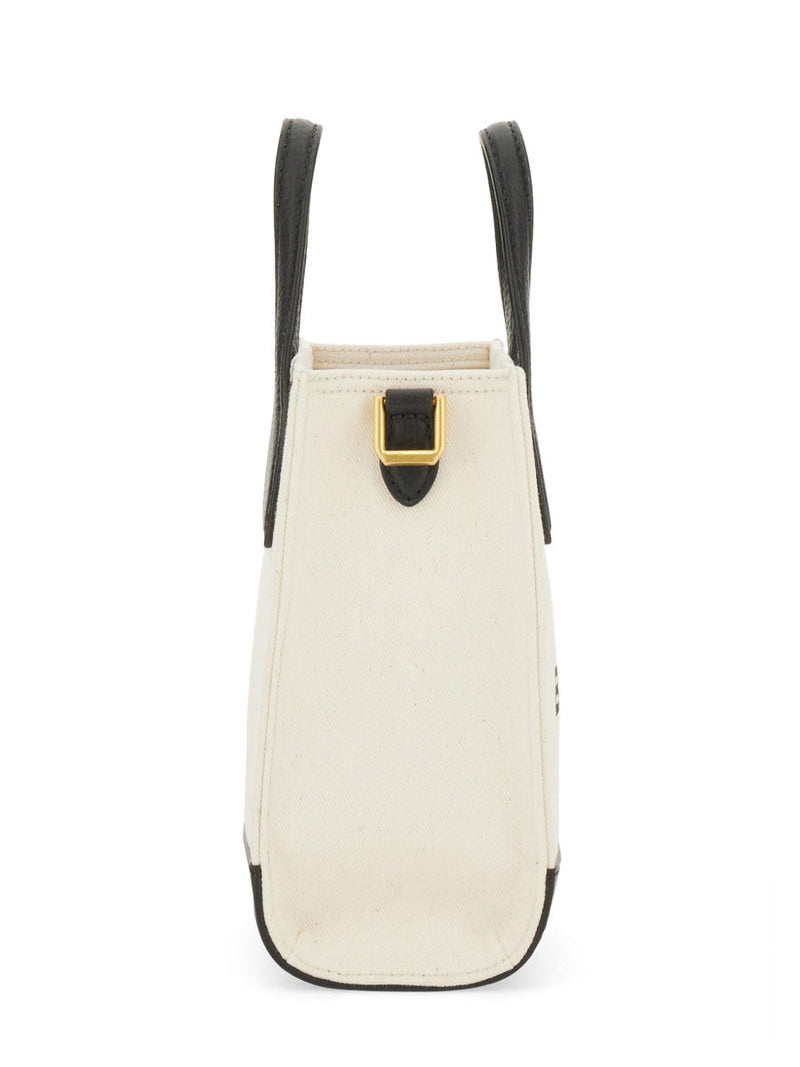 Bally Logo-Embroidered Organic Cotton Top Handle Bag — Ivory