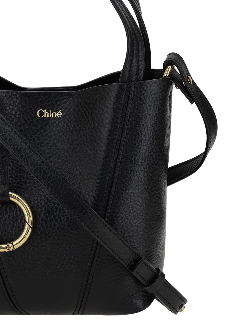 Chloé Spin Shoulder Bag — Black Calf Leather Bos Taurus