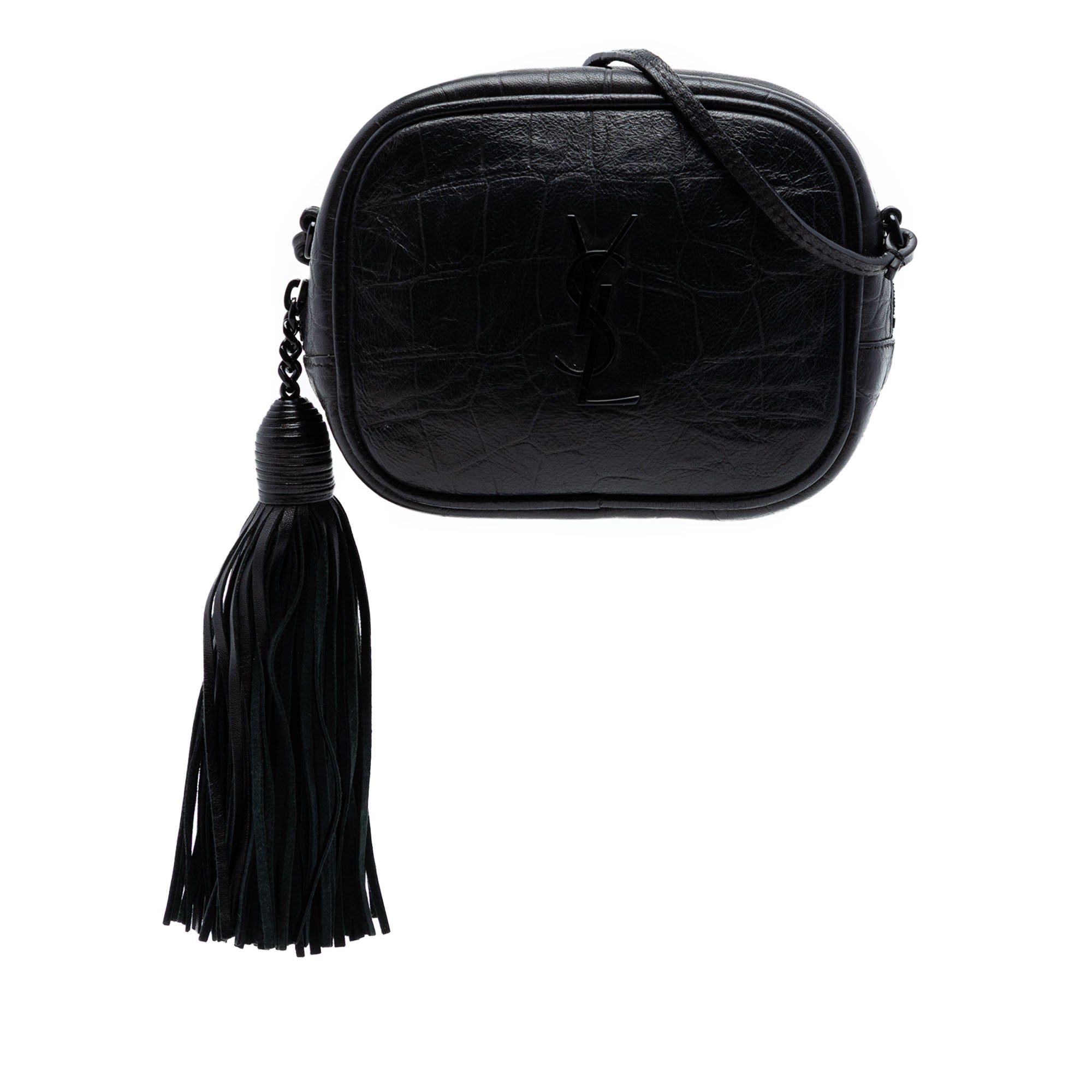 Mini Croc Embossed Leather Blogger Camera Bag - Image 1