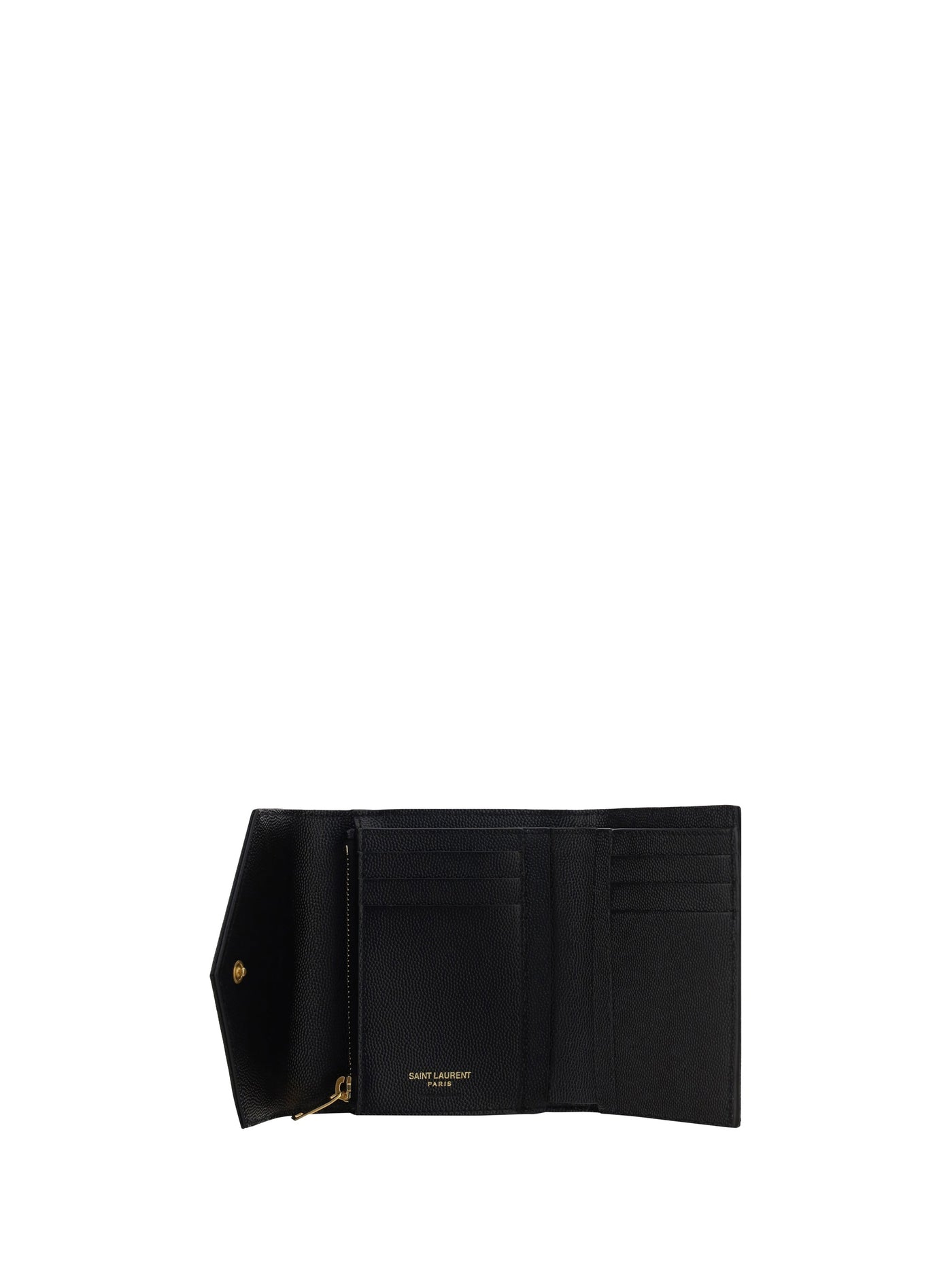 Saint Laurent Cassandre Wallet — Black Calf Leather