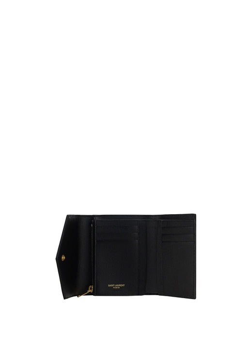 Saint Laurent Cassandre Wallet — Black Calf Leather
