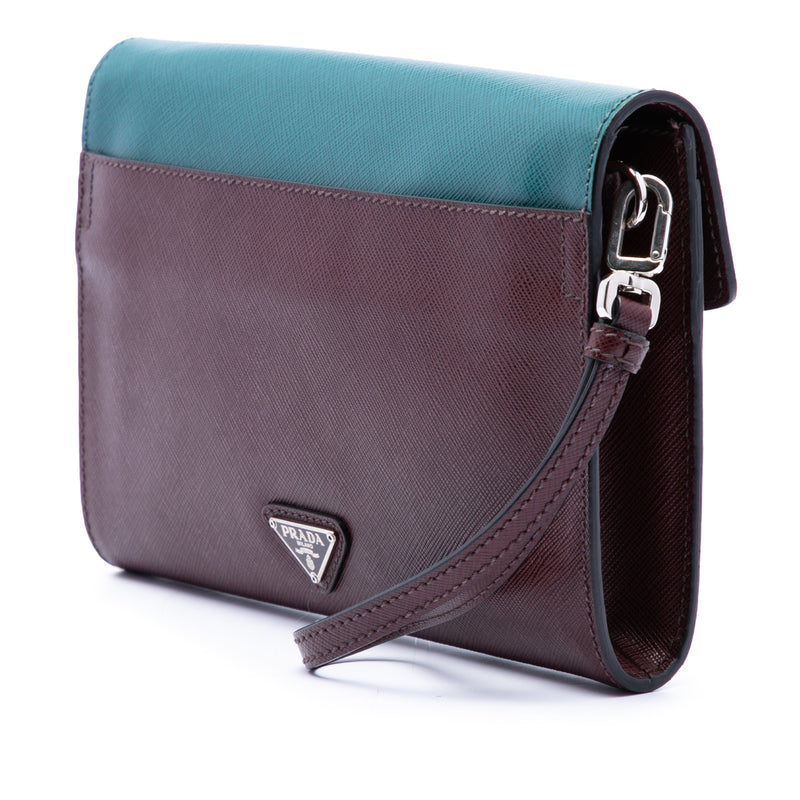 Bicolor Saffiano Envelope Push Lock Clutch - Image 2