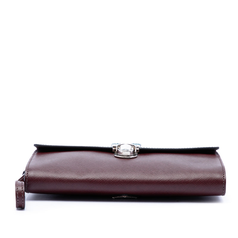 Bicolor Saffiano Envelope Push Lock Clutch - Image 3