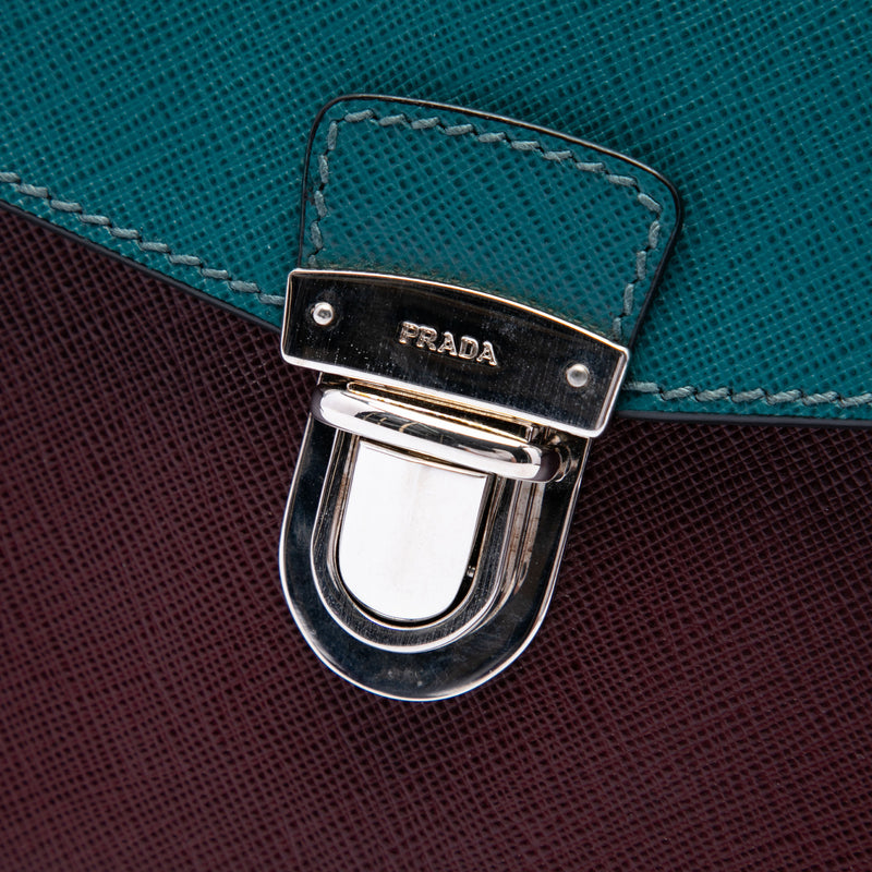 Bicolor Saffiano Envelope Push Lock Clutch - Image 5