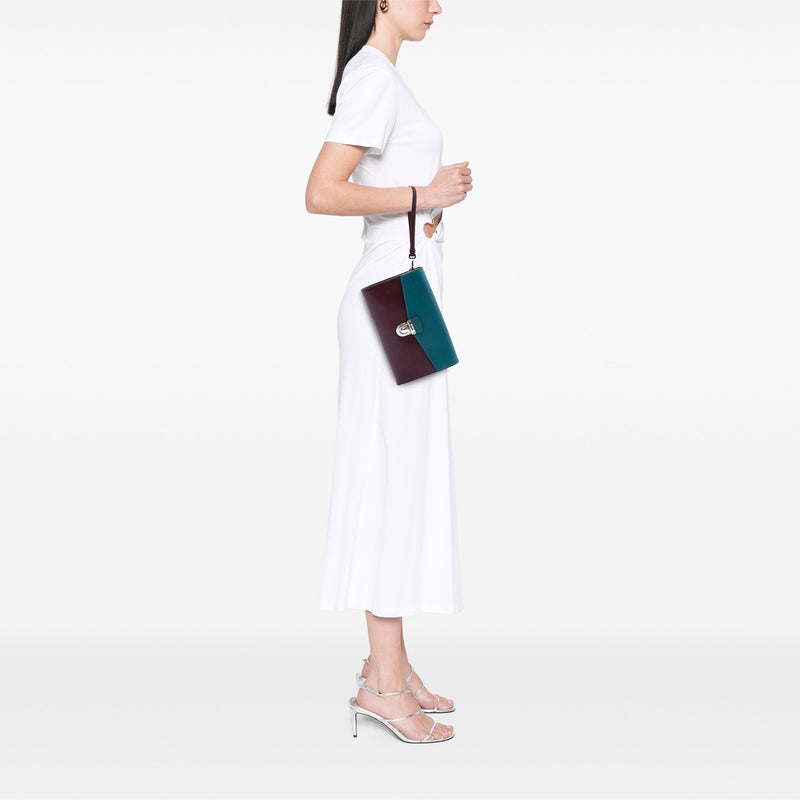 Bicolor Saffiano Envelope Push Lock Clutch - Image 6