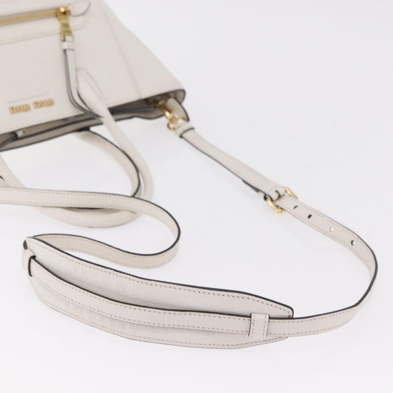 Miu Miu Madras Front Zip Leather White Bag
