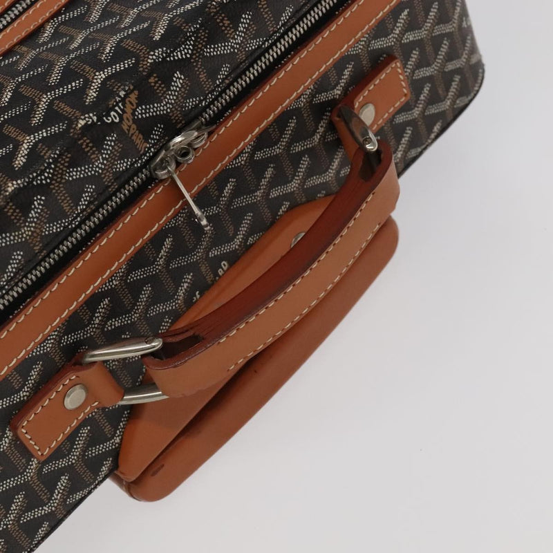 Goyard Bourget Trolley Rolling Luggage Coated Canvas Brown Pvc Bag