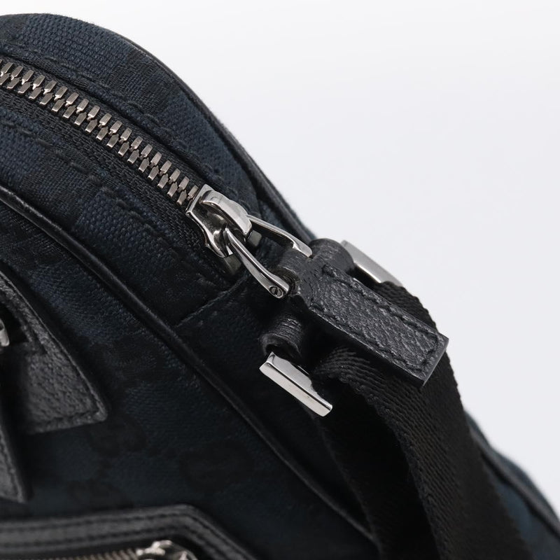 Gucci Front Zip Messenger Canvas And Leather Black