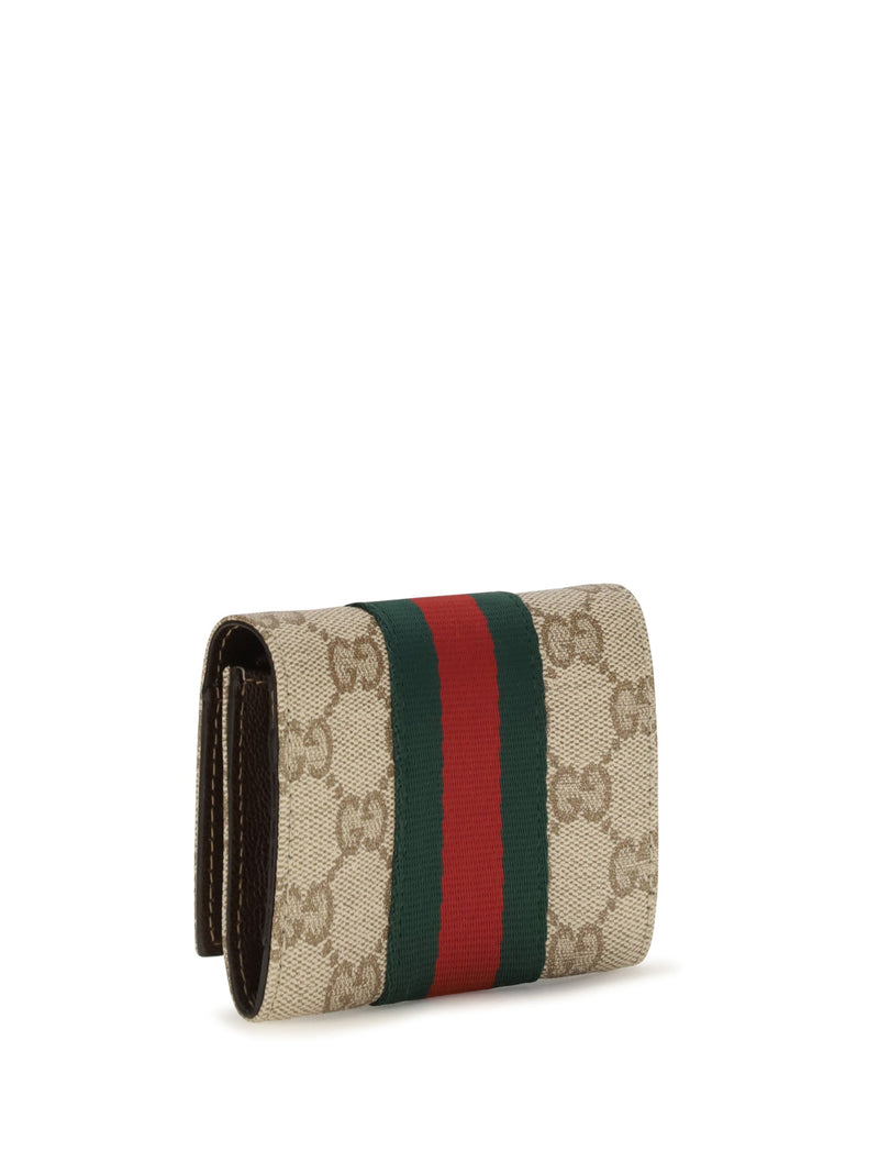 Gucci Gg Fabric Web Stripe Wallet — Brown & Purses